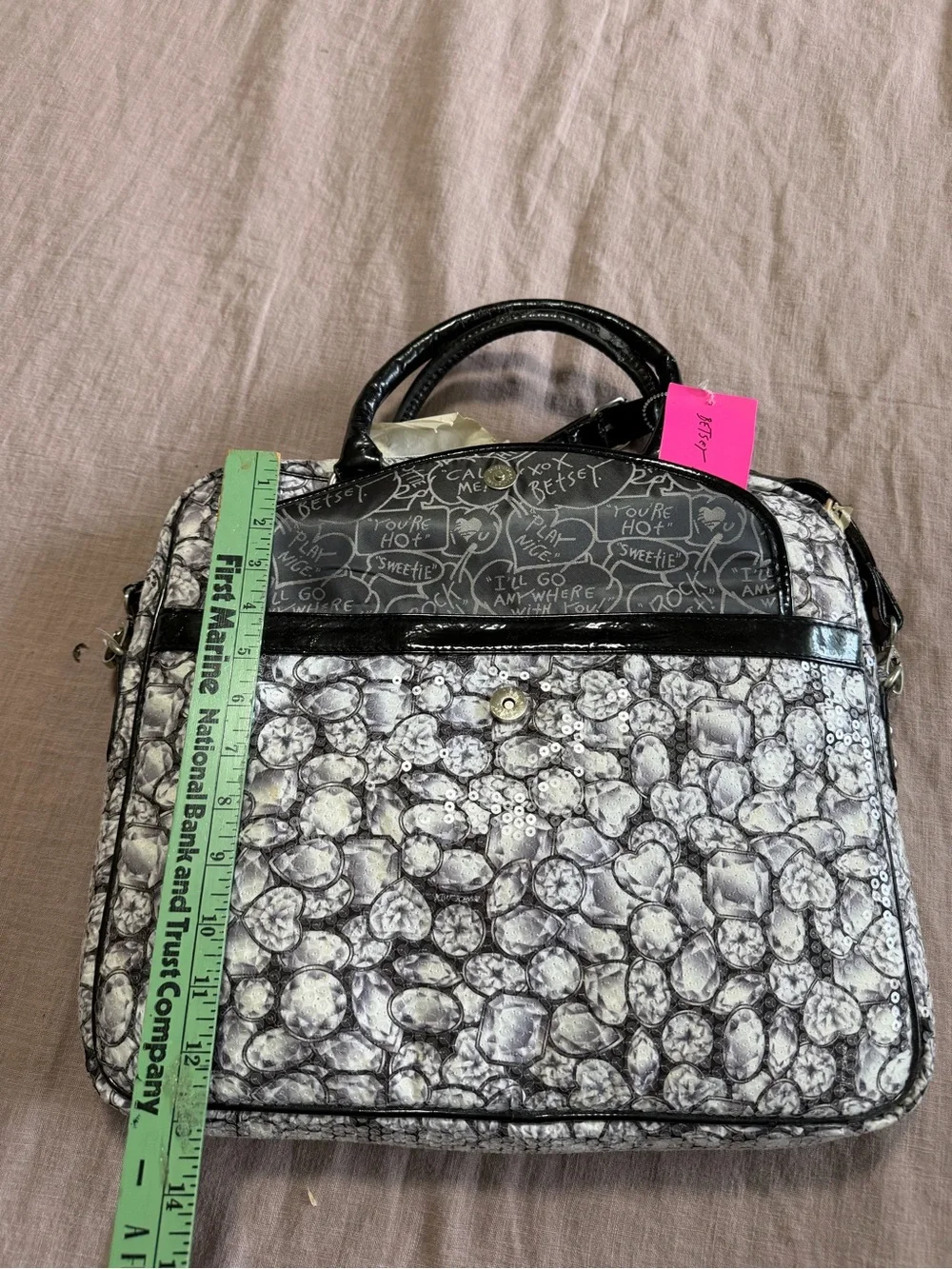 Dead stock Betsey Johnson Diamond Sequin Laptop Computer Case Bag Some Peeling